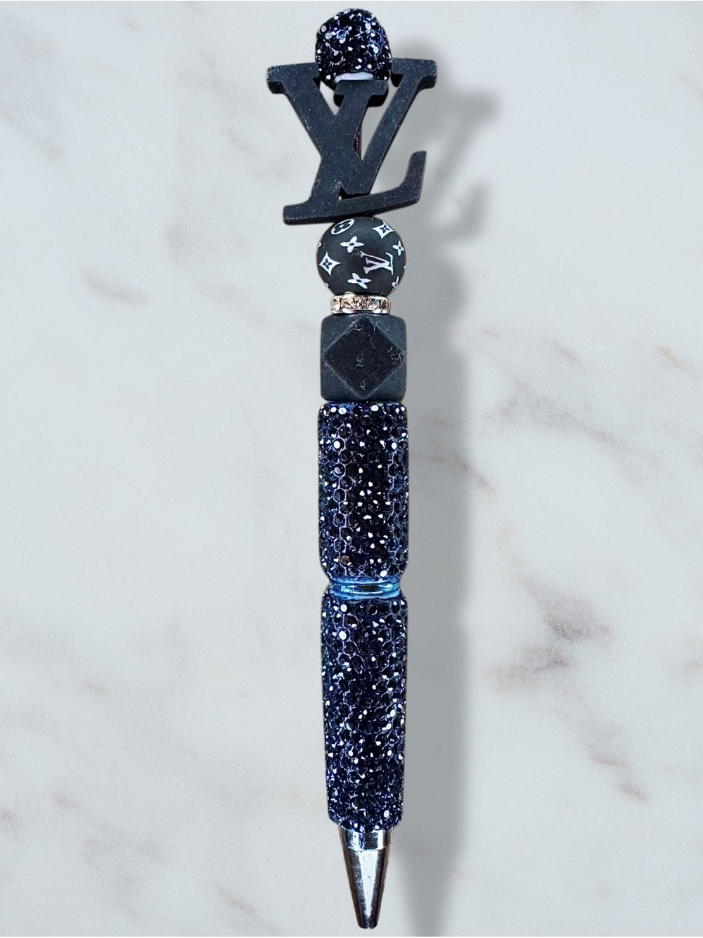 Fashion LV Navy Blue & Black Tiara Rhinestone Twist Pen